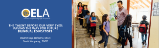 Teacher greeting students at the classroom door
